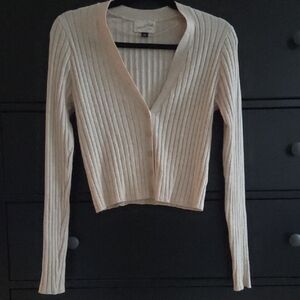 Universal Thread Cardigan Ribbed Knit Heather Oatmeal Medium Like New